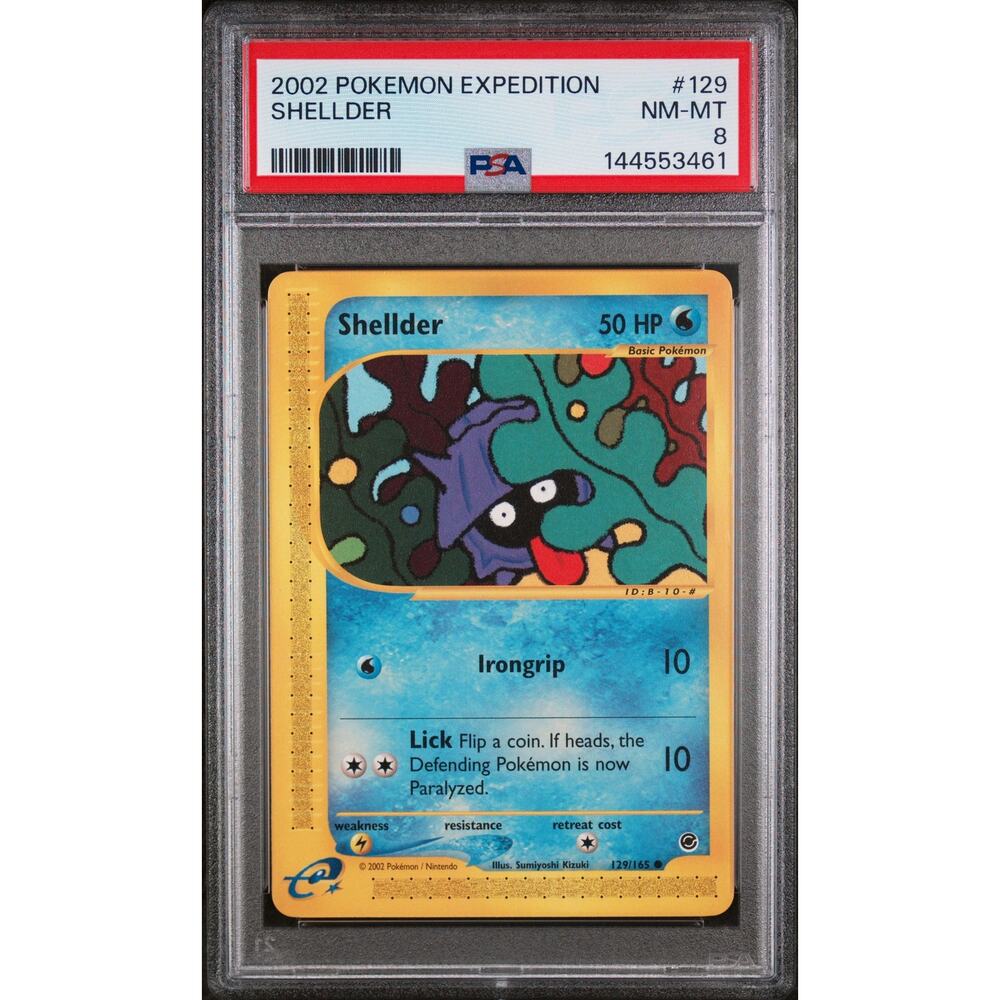 PSA 8 NM-MT Shellder 129/165 Pokémon Expedition 2002 Non Holo E-Reader Graded